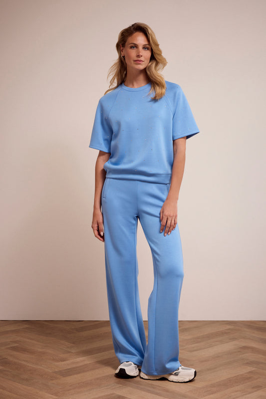 Broek Tramontana technical sweat wide-leg - Cornflower