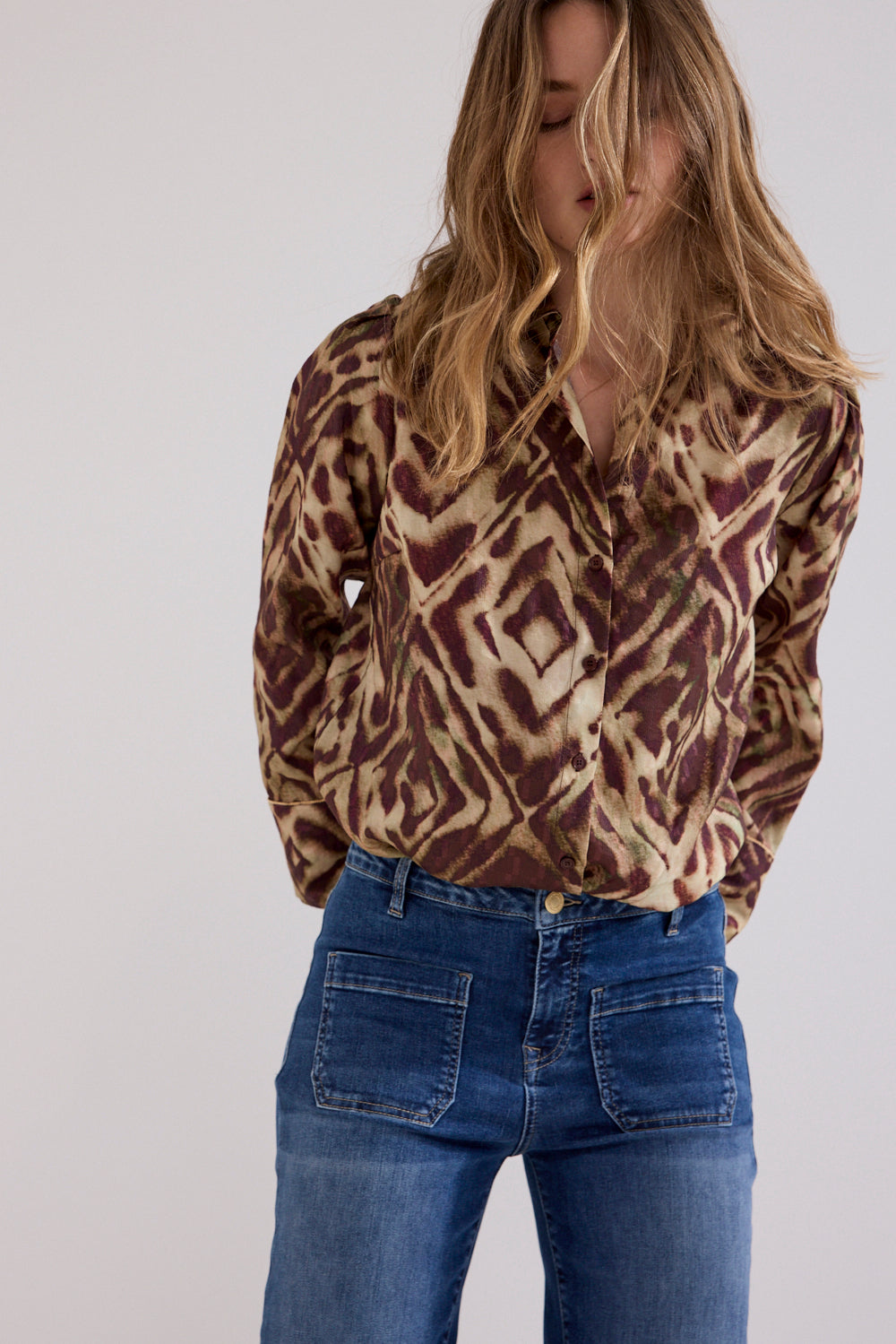 Blouse Tramontana fading diamonds - Print browns