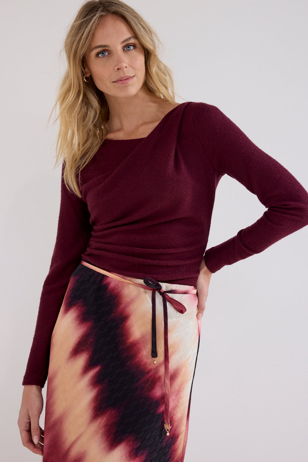 Top Tramontana asymmetrical neck - Pomegranate