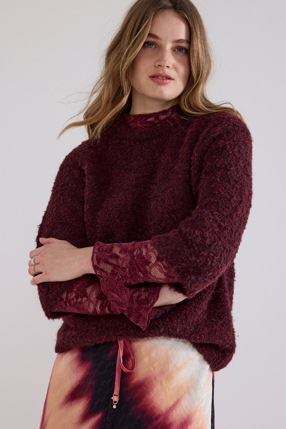 Trui Tramontana short-sleeve bouclé - Pomegranate