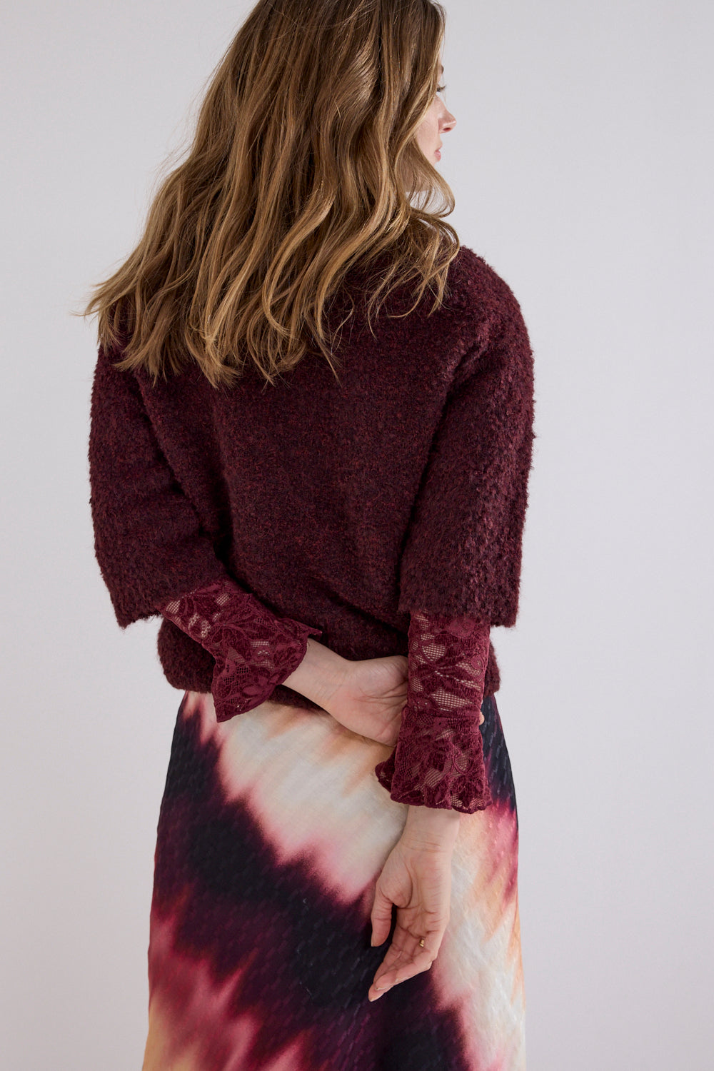 Trui Tramontana short-sleeve bouclé - Pomegranate