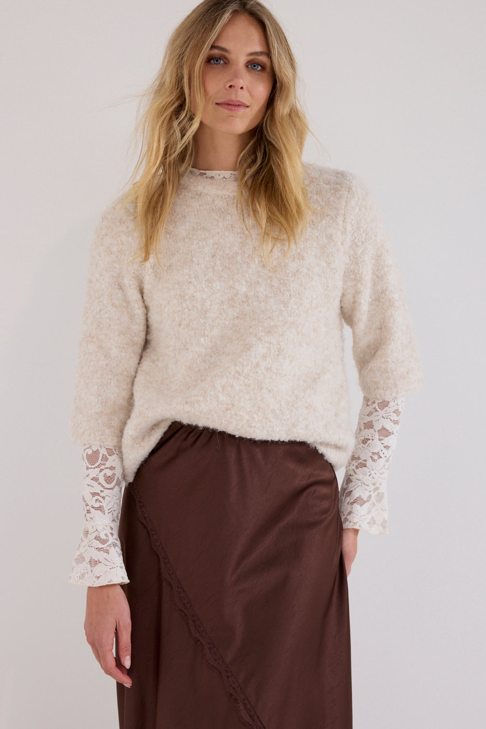 Trui Tramontana short-sleeve bouclé - Snow white