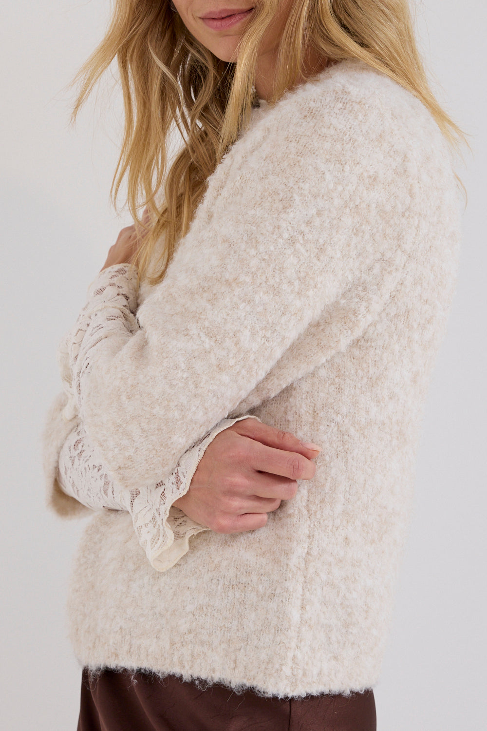 Trui Tramontana short-sleeve bouclé - Snow white