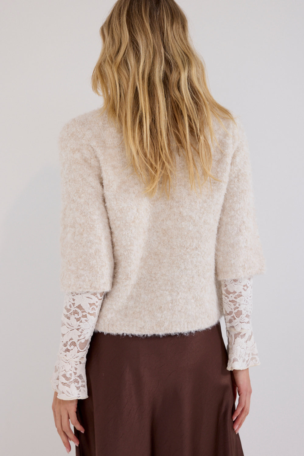 Trui Tramontana short-sleeve bouclé - Snow white