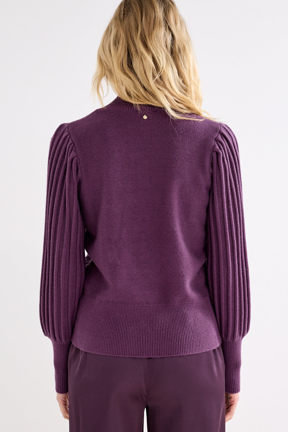 Trui Tramontana puff-sleeve - Aubergine noir