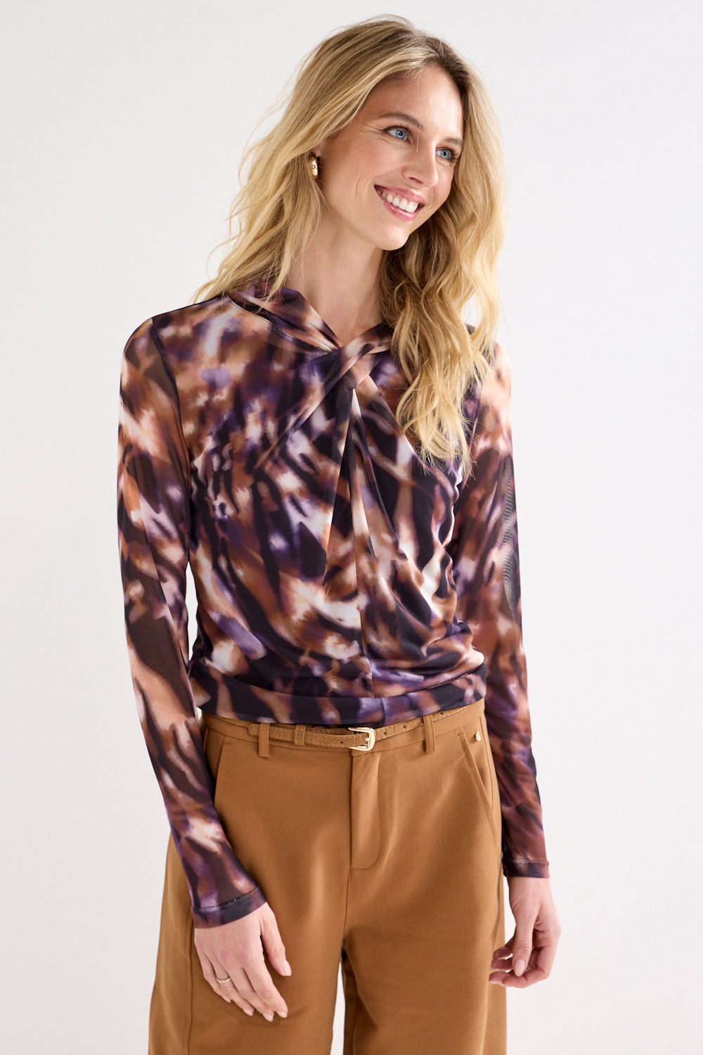 Blouse Tramontana mesh winter eclipse - Print purples