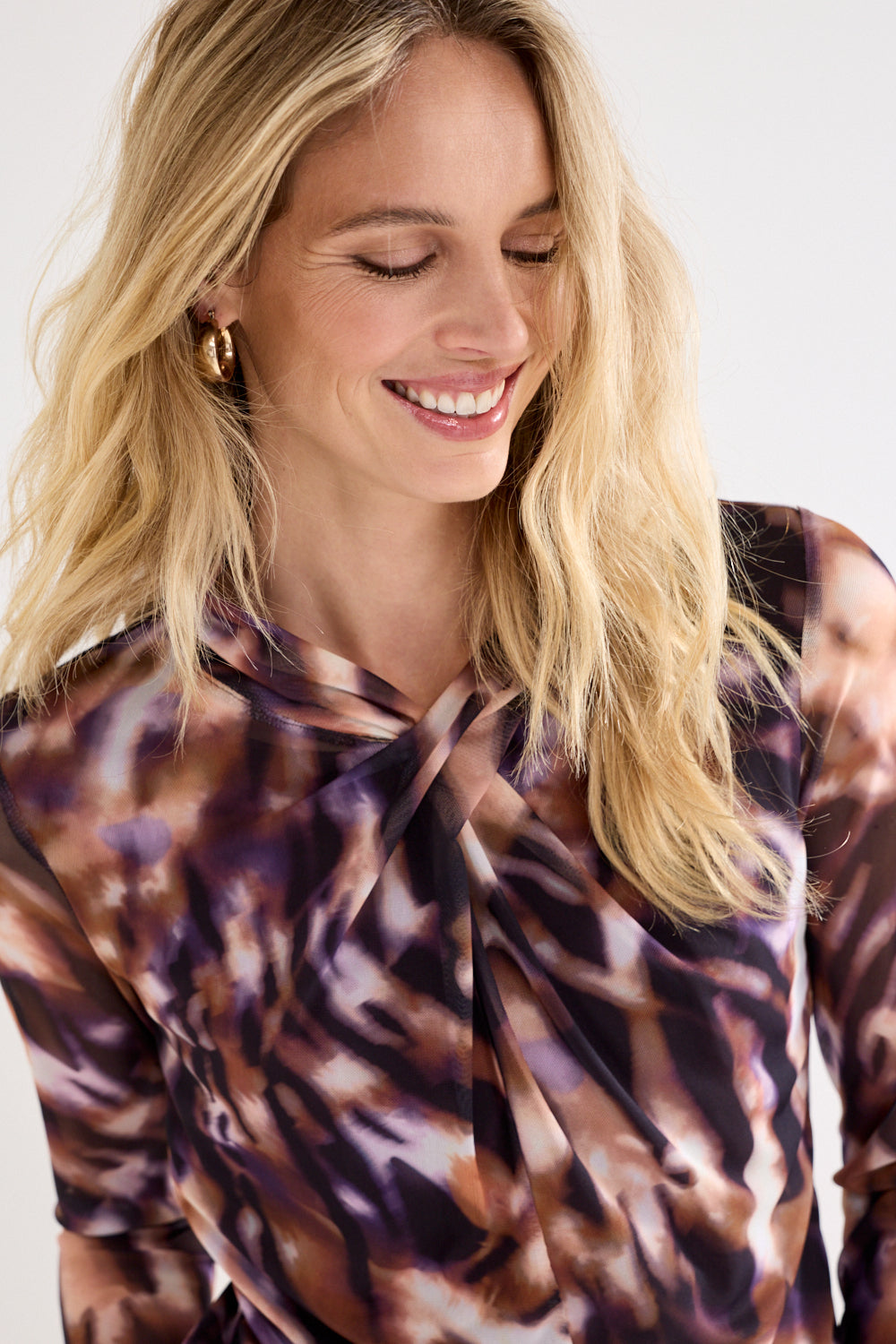 Blouse Tramontana mesh winter eclipse - Print purples