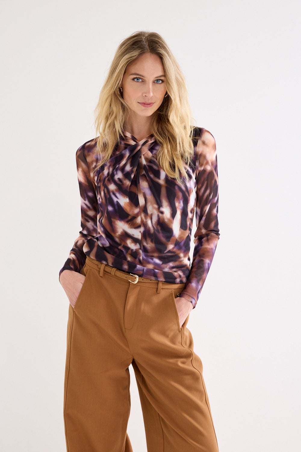 Blouse Tramontana mesh winter eclipse - Print purples