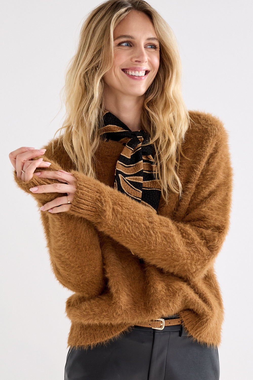Trui Tramontana feather yarn jumper - Cinnamon melange