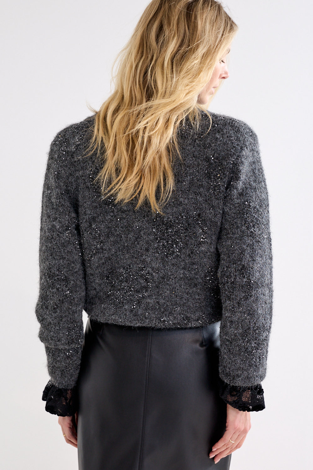 Cardigan Tramontana sequin pattern - Graphite melange