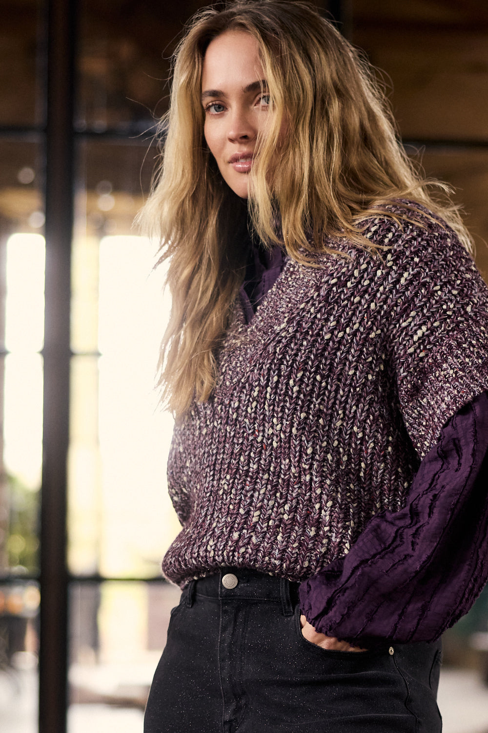Debardeur Tramontana V-neck - Deep plum