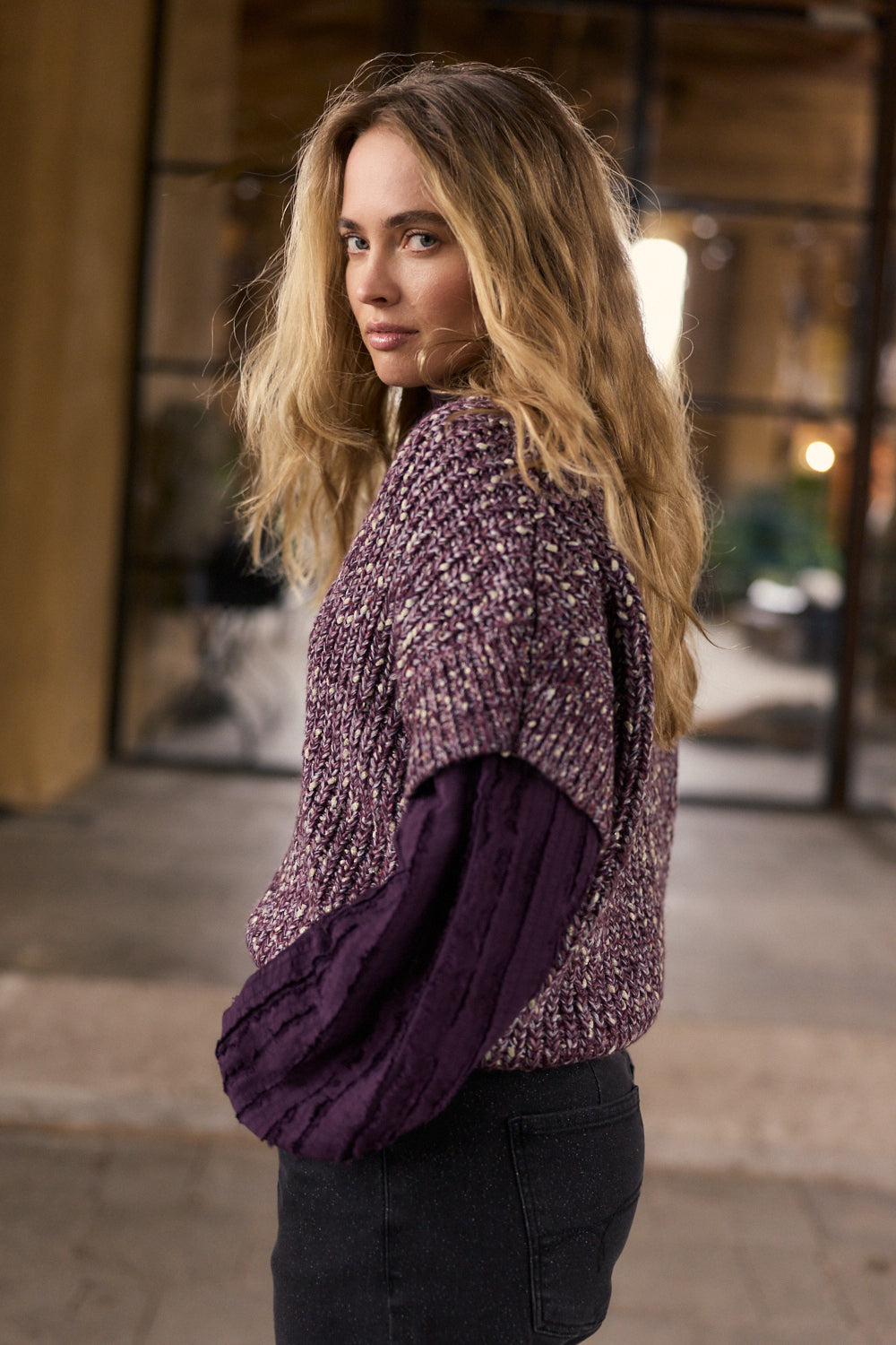 Debardeur Tramontana V-neck - Deep plum