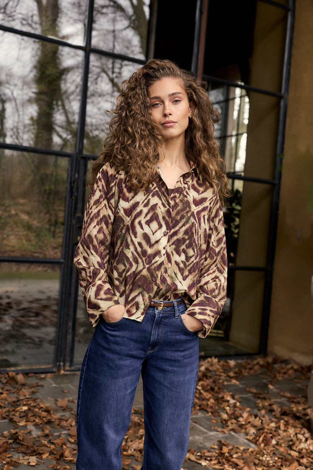 Blouse Tramontana fading diamonds - Print browns