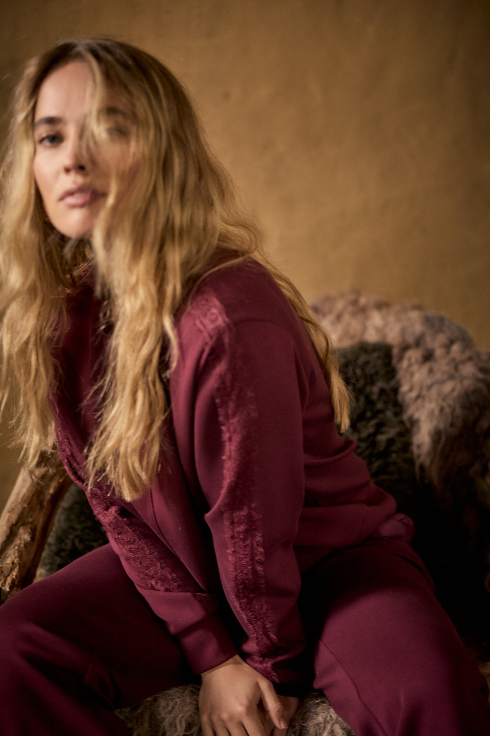 Sweater Tramontana technical sweat jumper lace - Pomegranate