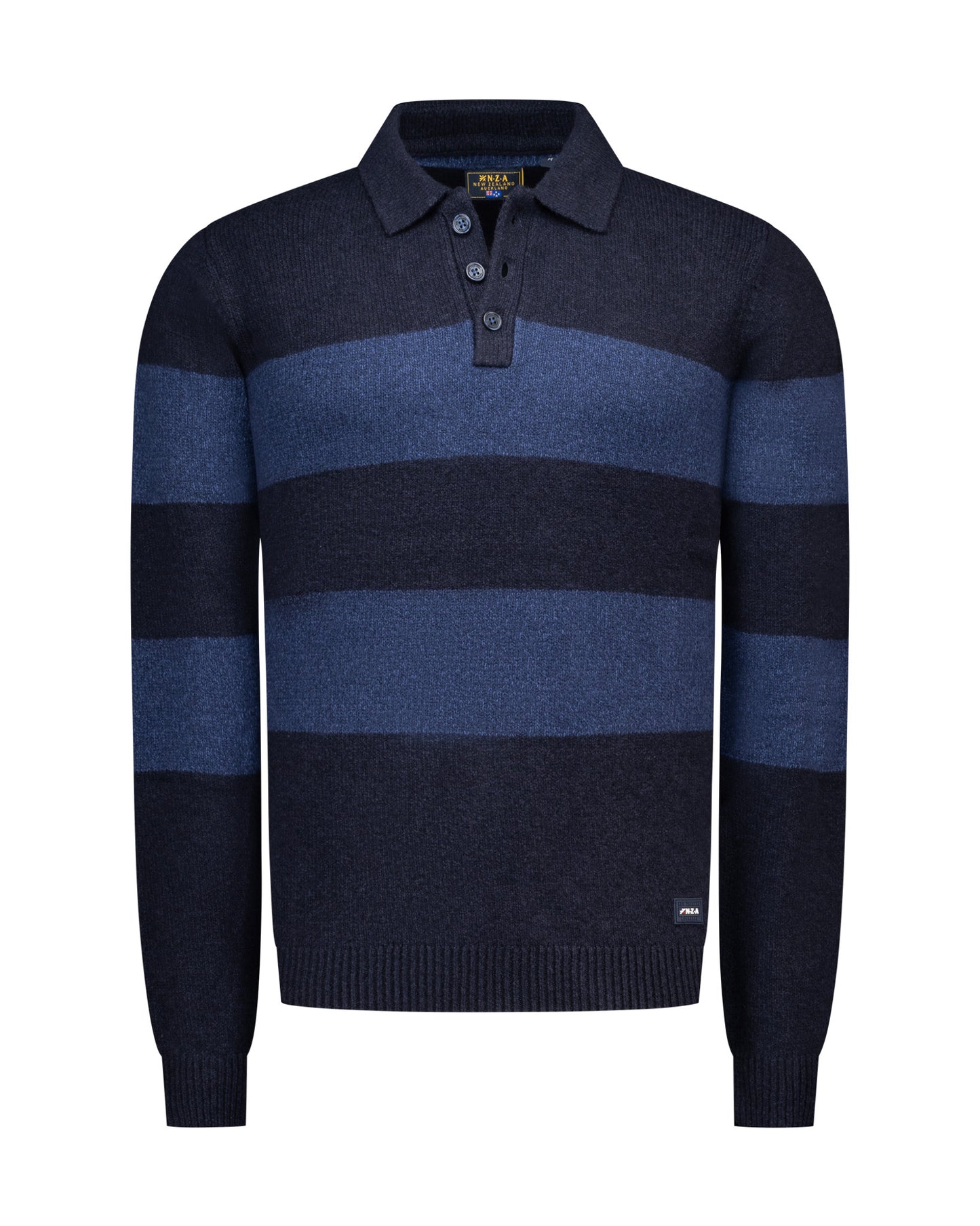Polo long sleeve N.Z.A. - Oxford navy melange
