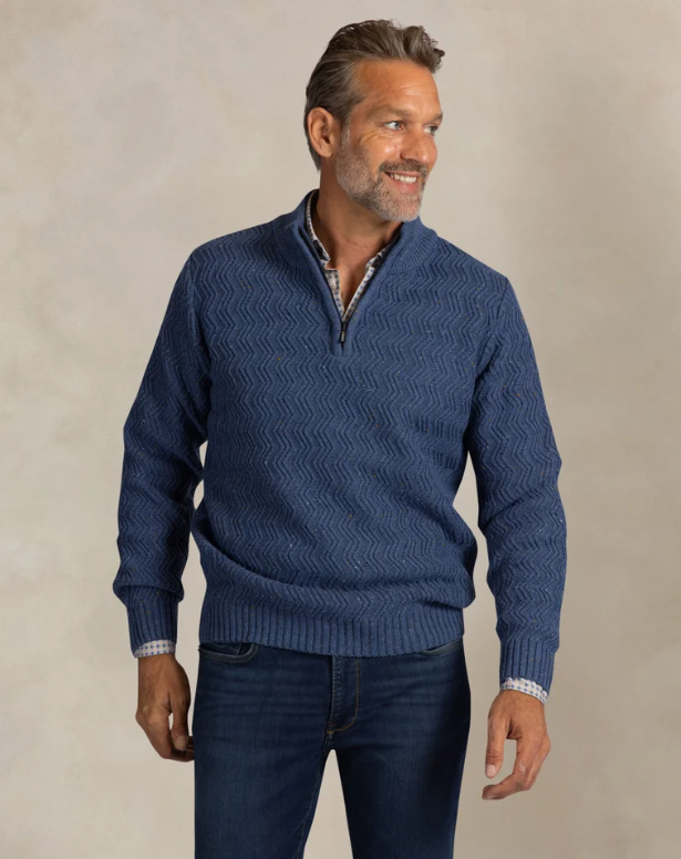 Trui N.Z.A. pullover turtleneck zip - Ink blue melange