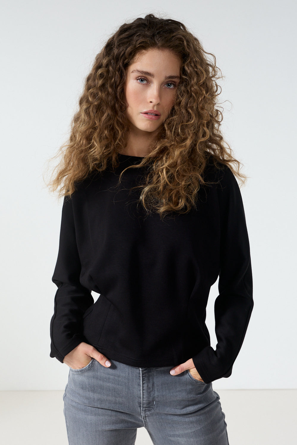Sweater Tramontana technical sweat jumper pleats - Black
