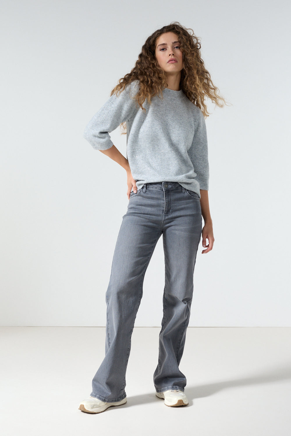 Trui Tramontana short-sleeve jumper puffed - Light grey melange