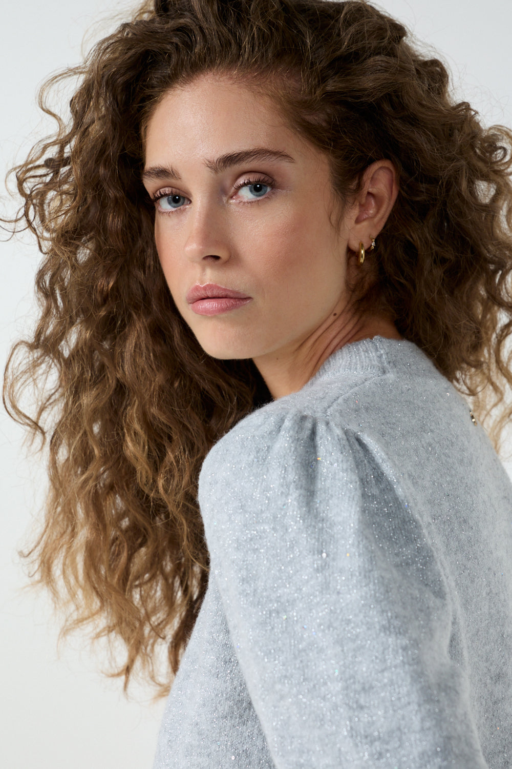 Trui Tramontana short-sleeve jumper puffed - Light grey melange