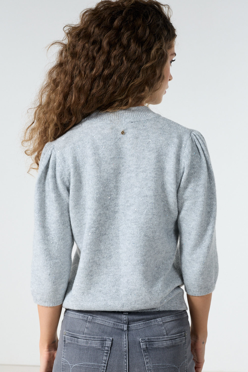 Trui Tramontana short-sleeve jumper puffed - Light grey melange