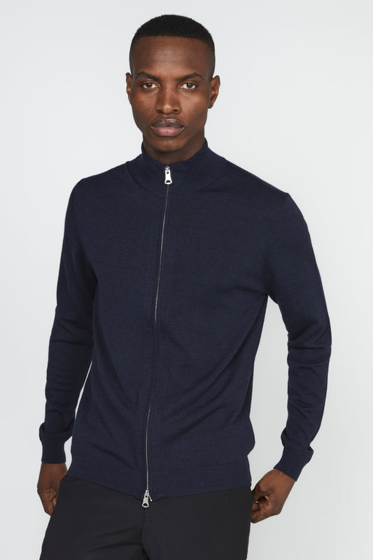 Cardigan Mason 100% merino Matinique - Dark navy melange