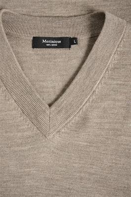 V-Trui Matinique 100% merino kleur khaki melange