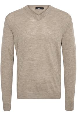 V-Trui Matinique 100% merino kleur khaki melange