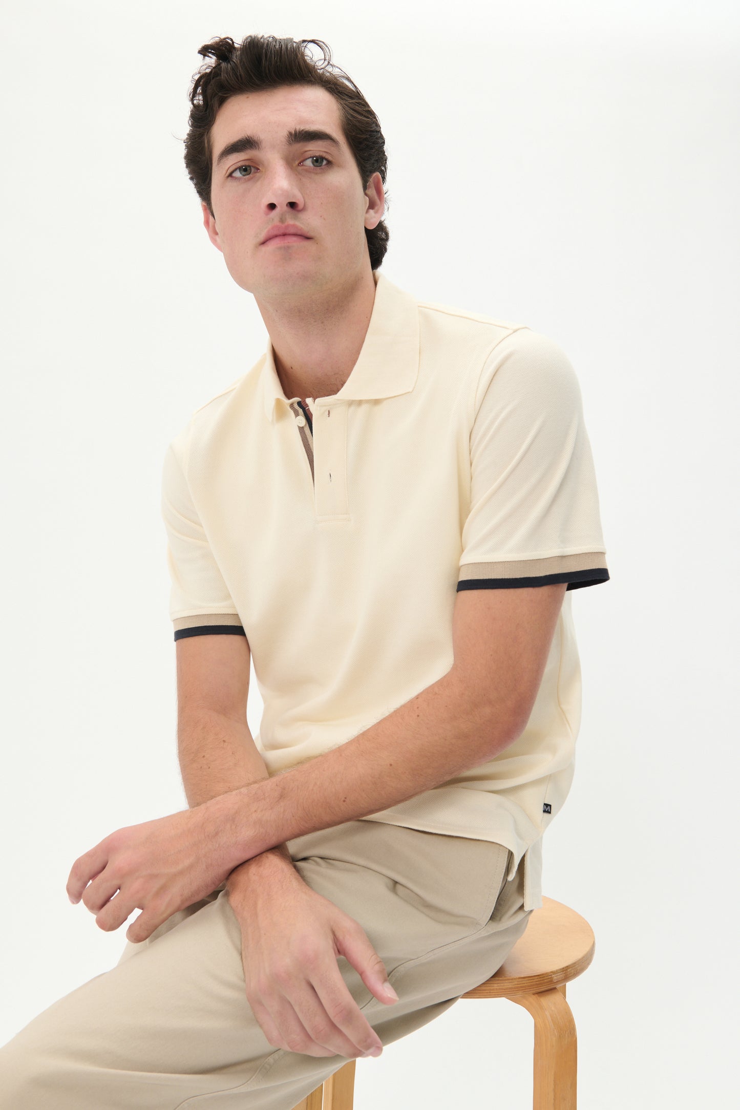 Polo korte mouw Matinique scout polo stripe off white