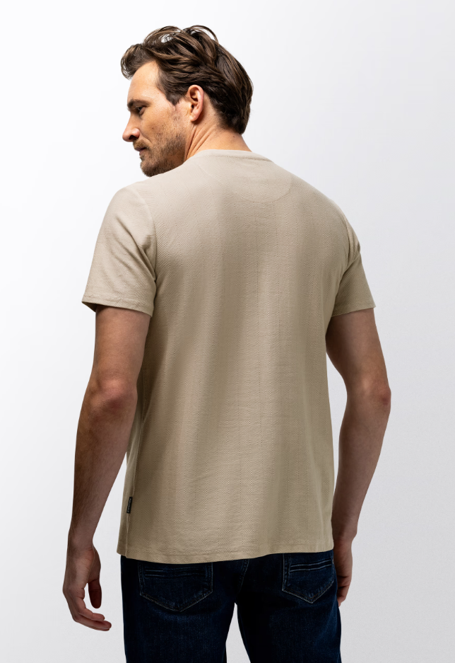 T-shirt State of Art met jacquard honingraatstructuur - Cement uni
