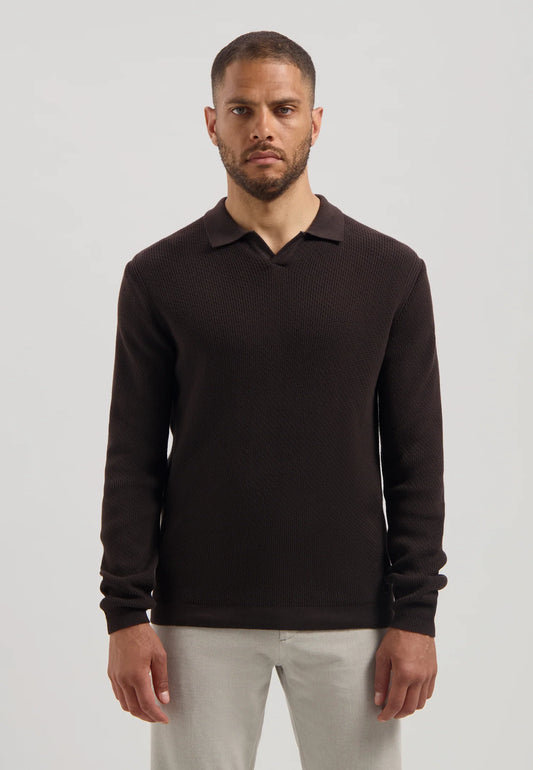 Trui Dstrezzed Kostas lonsleeve polo dark brown