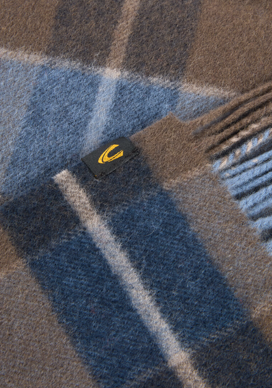 Sjaal Camel wol - Ruit stone blue