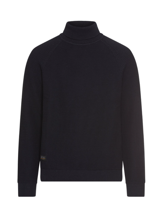 Trui Camel gebreid met opstaande kol - Donkerblauw