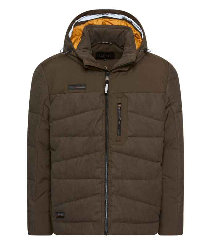 Jas Camel Active gewatteerde jas met afneembare capuchon khaki
