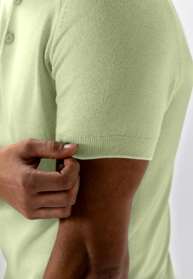 Polo State of art fijngebreid met mouliné-garen - lichtgroen/wit