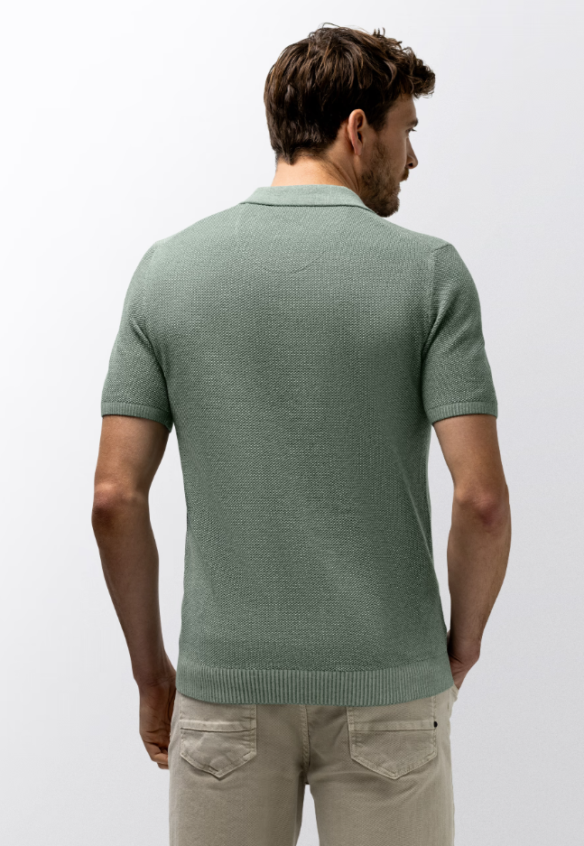 Polo State of art gebreid met honingraatstructuur - jade/kit