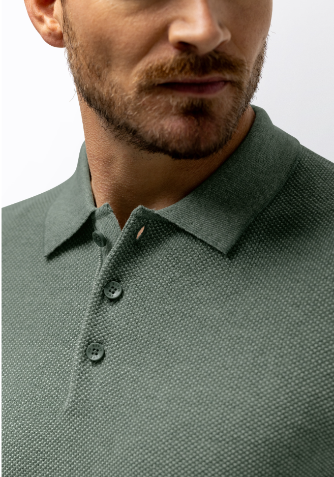 Polo State of art gebreid met honingraatstructuur - jade/kit