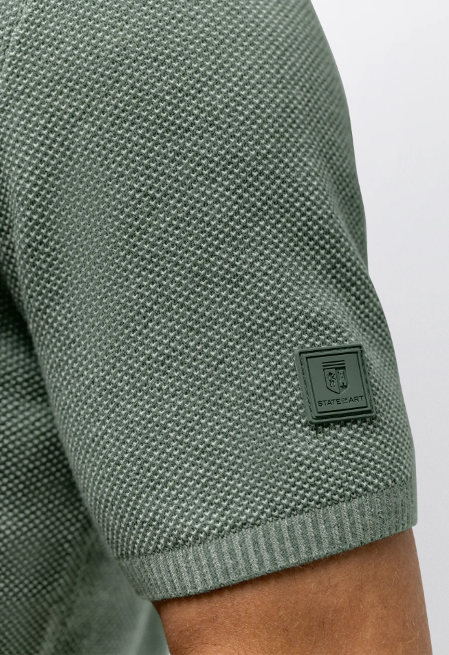 Polo State of art gebreid met honingraatstructuur - jade/kit