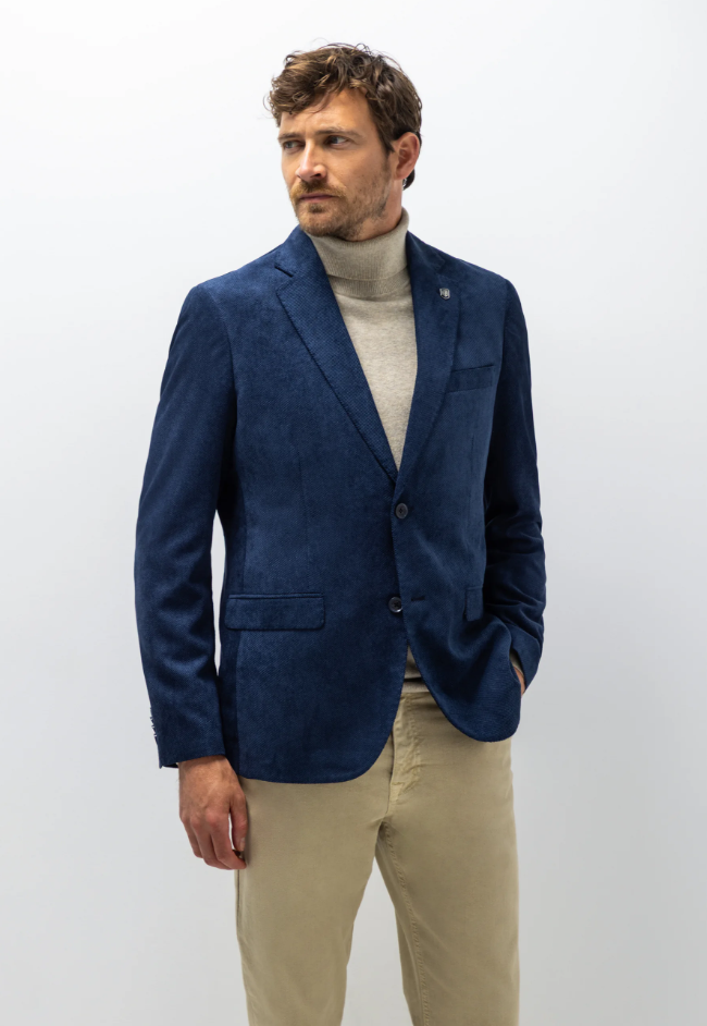 Blazer State of Art gemêleerd met reverskraag - Dark navy