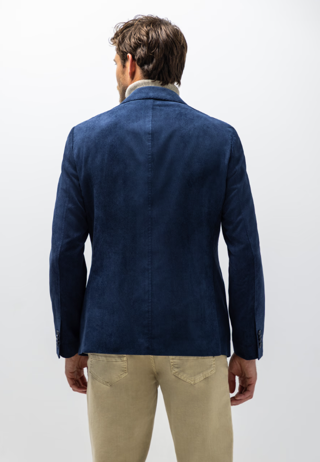 Blazer State of Art gemêleerd met reverskraag - Dark navy