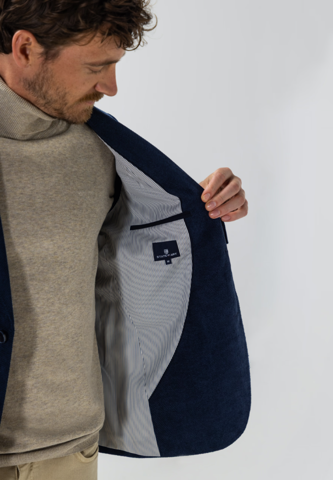 Blazer State of Art gemêleerd met reverskraag - Dark navy