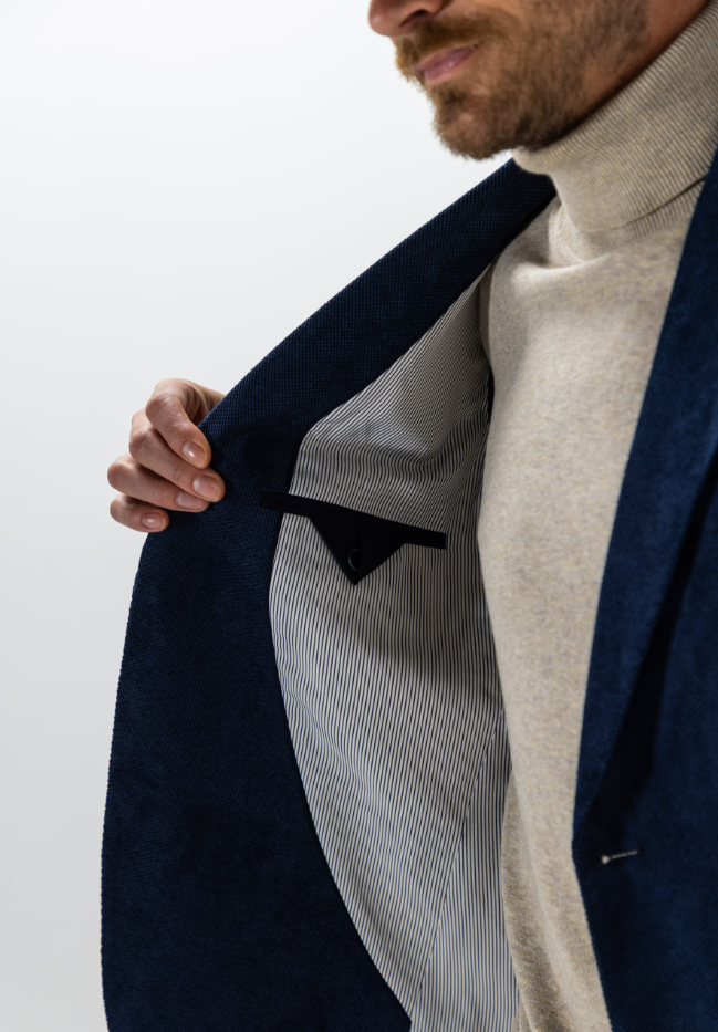 Blazer State of Art gemêleerd met reverskraag - Dark navy