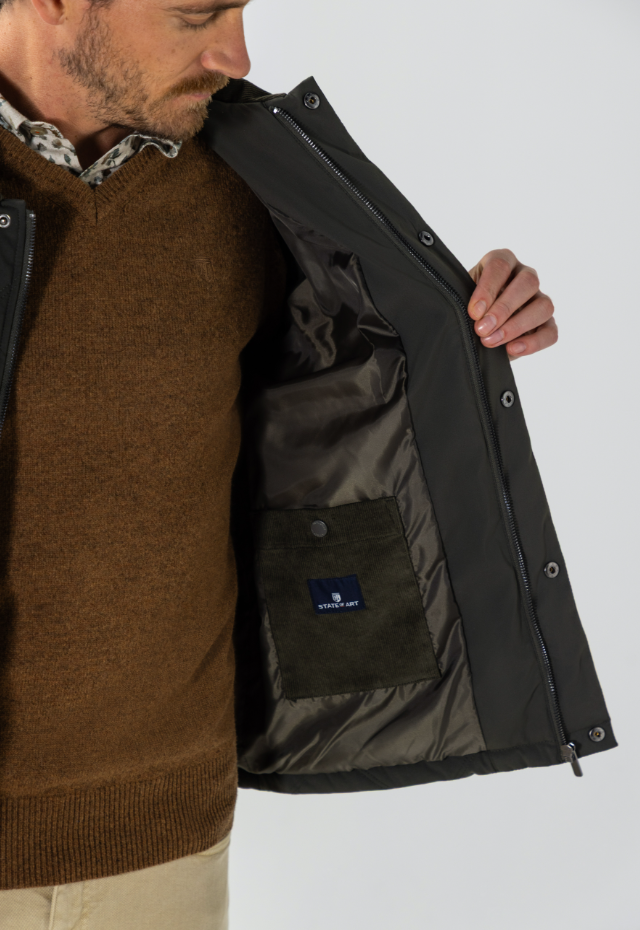 Gewatteerde jas State of Art met ruitstiksel - Groen