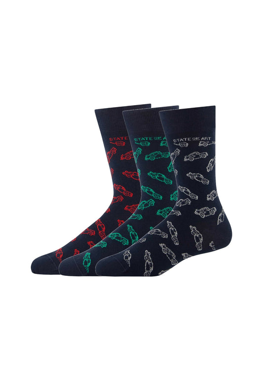 Cadeauset sokken 3 paar - Car print