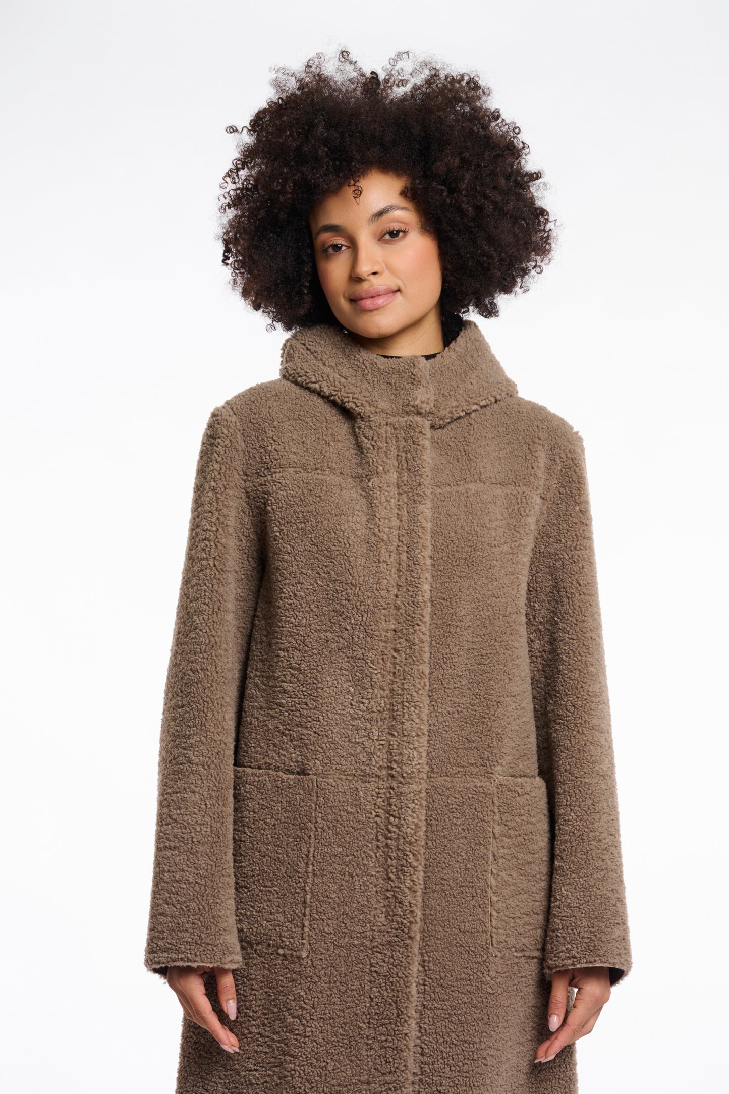 Jas Rino&Pelle Alina reversible hooded coat - Toffee