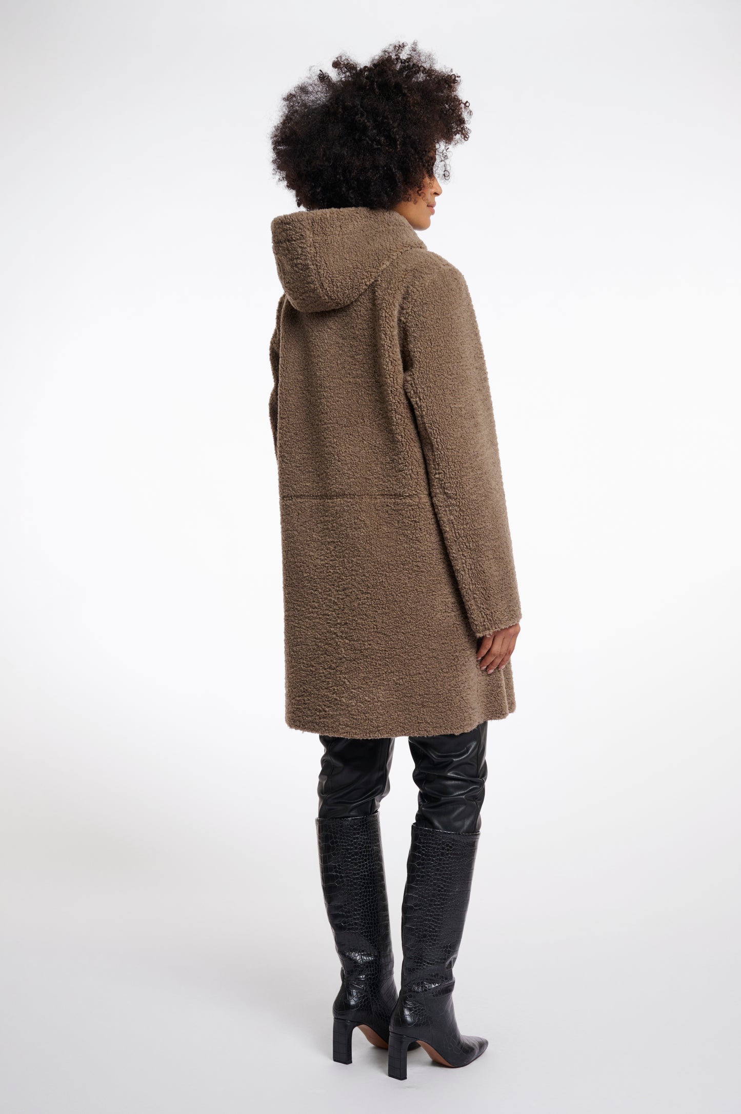 Jas Rino&Pelle Alina reversible hooded coat - Toffee