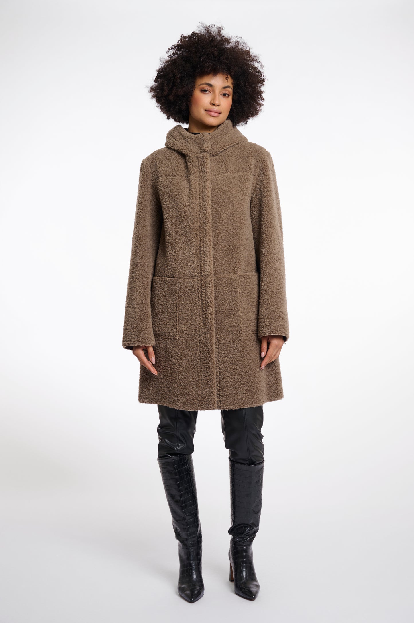 Jas Rino&Pelle Alina reversible hooded coat - Toffee