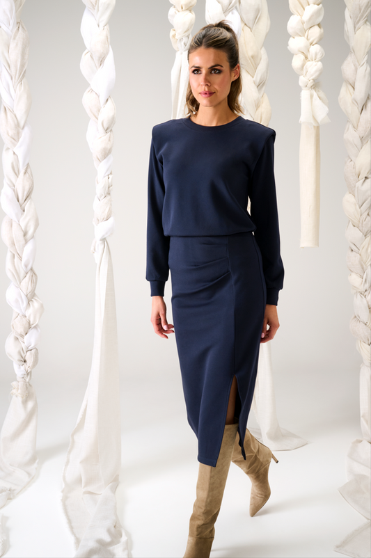Jurk K-Design B634 maxi met split - Navy blazer