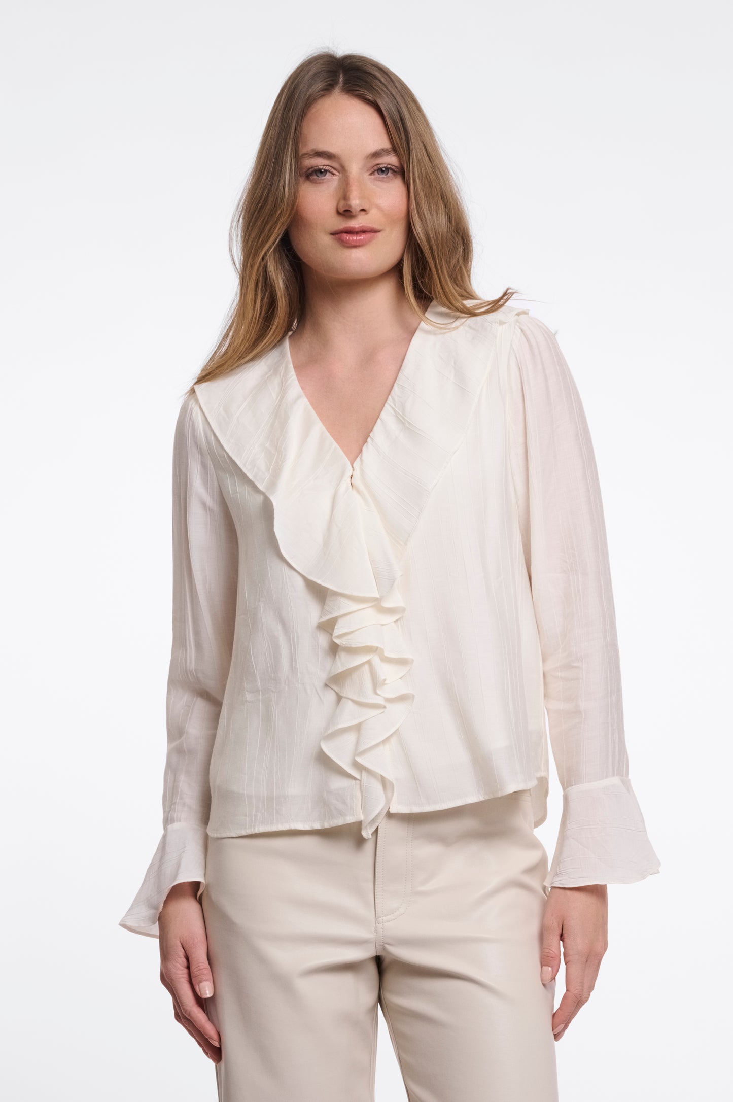 Blouse Rino&Pelle with voilant neckline - Birch