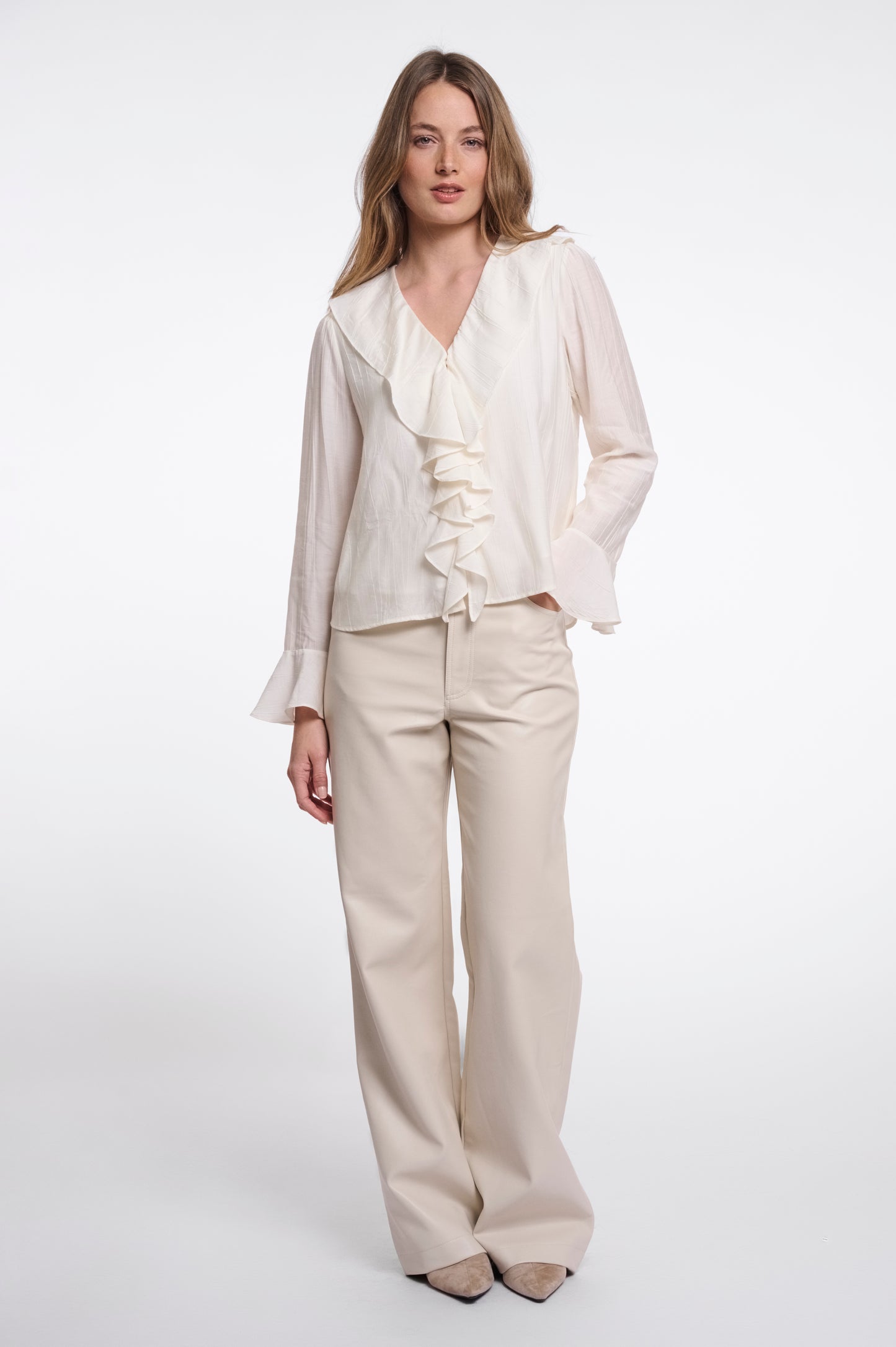 Blouse Rino&Pelle with voilant neckline - Birch