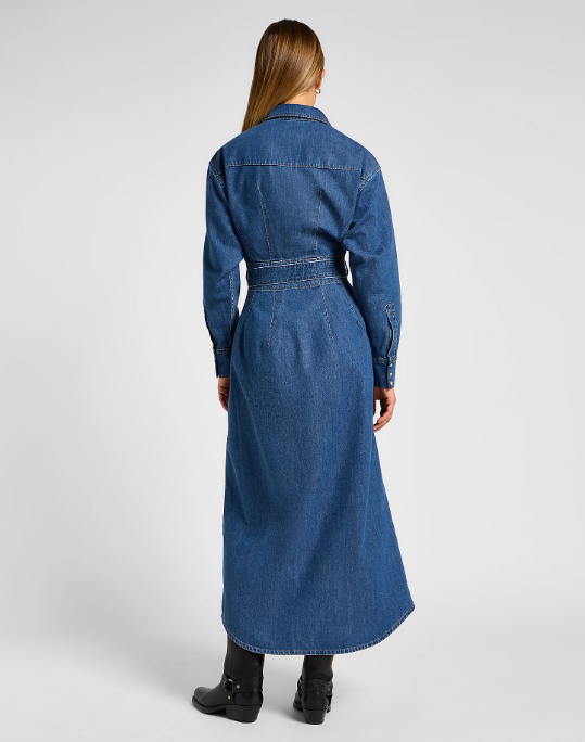 Belted western dress Lee - Blue fusion